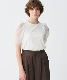 uncrave ダブルフェイスジャージー オーガンジーコンビトップス