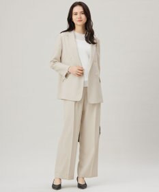 自由区 【セットアップ対応・接触冷感・洗える】リネンライクシンセティックワイドストレート パンツ