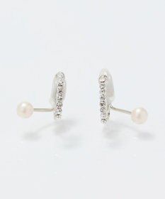 Phoebe 【痛くないシリーズ】ラインストーンパールフロートライトフィットイヤリング　シルバー