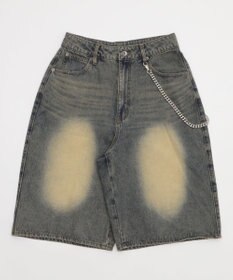 WEGO 【ユニセックス着用ITEM】チェーン付きスーパーバギーデニムショーツ