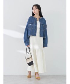 earth music&ecology エンボスフラワー　切替ボリュームスカート