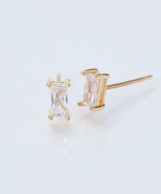 Phoebe シャインフレームレクタングルピアス　クリア