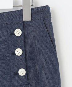 J.PRESS LADIES 【洗える】セルロースシャンブレー セミワイド マリン パンツ