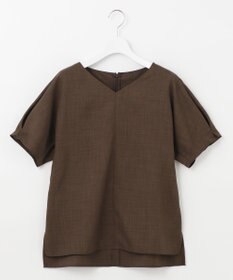 自由区 【接触冷感・速乾・UVカット・撥水・防シワ】リネンライクツイル プルオーバーブラウス