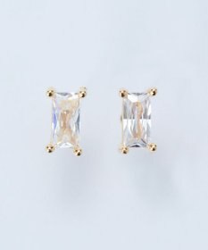 Phoebe シャインフレームレクタングルピアス　クリア