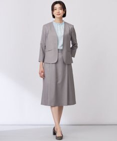J.PRESS LADIES L 【セットアップ対応・洗える・UVケア・吸水速乾】OXIJEWELストレッチ ノーカラー ジャケット