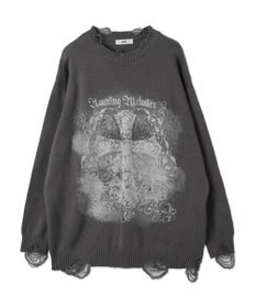 WEGO クラッシュBIGプリントニットプルオーバー