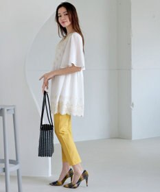 Tiaclasse 【洗える】スカラップレースチュニックブラウス