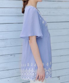 Tiaclasse 【洗える】スカラップレースチュニックブラウス