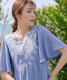 Tiaclasse 【洗える】スカラップレースチュニックブラウス