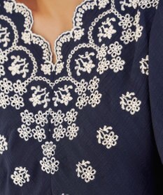 Tiaclasse 【洗える】スカラップレースチュニックブラウス