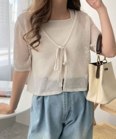 WEGO 【２点セット】半袖メッシュアンサンブルカーデ