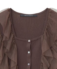 YECCA VECCA チュールラッフルノースリーブカーディガン