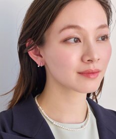 Phoebe 【痛くないシリーズ】ラインストーンパールフロートライトフィットイヤリング　シルバー