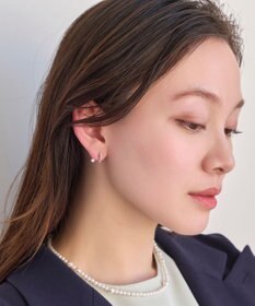 Phoebe 【痛くないシリーズ】ラインストーンパールフロートライトフィットイヤリング　シルバー