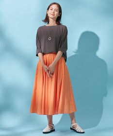 ANY 【ウエストゴム/ポケット付】シャンブレーライク フレアスカート