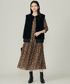 自由区 S ジオメトリックレトロプリント ワンピース