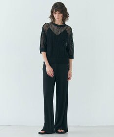 BEIGE， 【洗える】ALOE / コットンメッシュ半袖クルーネックニット