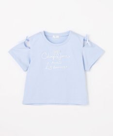 ANY KIDS 【洗濯機可能】肩あき ロゴ刺繍Tシャツ