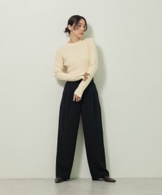 Green Parks もちやわ袖口釦リブニットプルオーバー