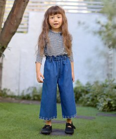 ANY KIDS シアー ギンガム 七分袖 Tシャツ