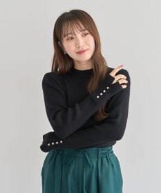 Green Parks もちやわ袖口釦リブニットプルオーバー