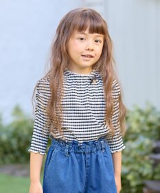 ANY KIDS シアー ギンガム 七分袖 Tシャツ