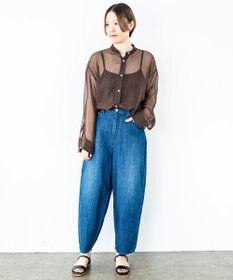 caqu FS linen barrel pants ふんわりリネンテーパードデニム