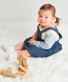 MIKI HOUSE HOT BISCUITS 【70-110cm】ワンポイント 6オンスデニム ジャンパースカート