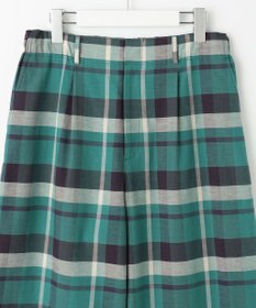 自由区 コットンリネンチェックワイドストレート パンツ