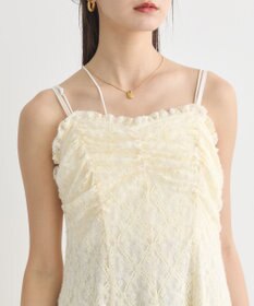 earth music&ecology フロントギャザー起毛レースミニワンピース