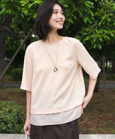 23区 【VERY・Oggi掲載】ストレッチジョーゼット シアーコンビ カットソー ピンク系