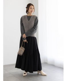 Te chichi マットタフタバイヤスティアードスカート