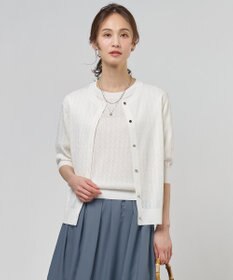 J.PRESS LADIES L Vis/Peスパーク クルーネック カーディガン