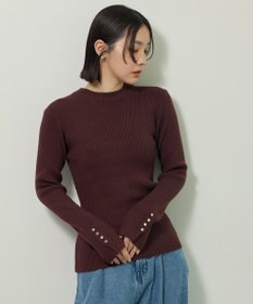 Green Parks もちやわ袖口釦リブニットプルオーバー