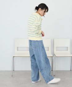 CRAFT STANDARD BOUTIQUE シアーボーダーポロ衿ニットプルオーバー