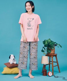 WACOAL PEANUTS トップス 4分袖 Tシャツ 綿100%(本体) スヌーピー レディース FTT168 /ワコール