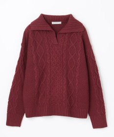 ANY 【洗濯機可】スキッパーソフトタッチアラン柄ニット