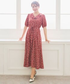 Feroux カシュクールデザイン 小花プリントワンピース