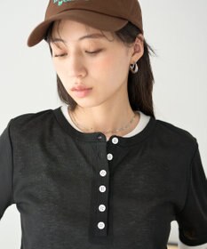 earth music&ecology シアーレイヤード風5分袖プルオーバー