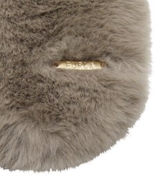 MOONBAT FURLA（フルラ）ファーマフラー 差し込み フェイクレザー ロゴプレート付 ファーティペット フェイクファー