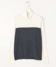 自由区 L 【洗える】シルクウールリブタートルネック ニット