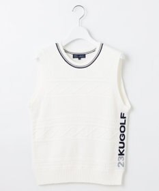 23区GOLF 【WOMEN】【ウォッシャブル】コットンブレンドサイドロゴベスト