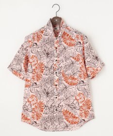 JOSEPH ABBOUD 【サスティナブルな麻混】コットンリヨセルリネンリーフプリント 半袖シャツ