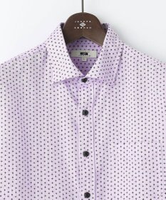 JOSEPH ABBOUD 【ビジネスシーンに最適・サステイナブル】ソアロンンシャンブレープリント 半袖 シャツ