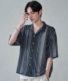 WEGO ストライプメッシュBIGシャツ（SS）