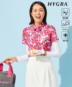 23区GOLF 【WOMEN】【接触冷感・UVケア・吸水速乾】ブーゲンビリア柄 ポロシャツ