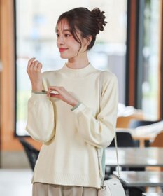 Tiaclasse 【洗える】配色ニットトップスプルオーバー