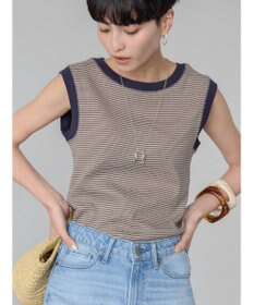 AMERICAN HOLIC ミジンボーダーノースリーブカットプルオーバー