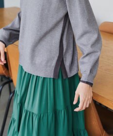 Tiaclasse 【洗える】配色ニットトップスプルオーバー